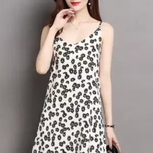 끈 원피스 여자원피스 롱 비치룩 플라워 끈나시 여름 (KYR-WD8C543)