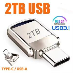 USB 플래시 드라이브 2TB 3.2 타입 C 메모리 스틱 256GB 1TB 펜 디스크 PC 스마트 호환폰 저장용 U