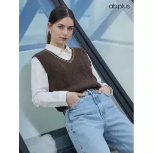 [ab.plus/신상] 브이넥 케이블 니트 베스트 셔츠 세트 (LSZ3MB35A)