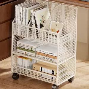 철제 책꽂이 다용도 메탈 수납 이동식 책꽂이 사무실 바퀴형 트롤리 보관함 이동형 정리함 아이 틈새 선반