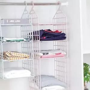 정리 선반 칸칸이 정리함 행거 옷장 정리 선반 수납 플라스틱 공간활용 이동식 옷장용 수납장 조립식