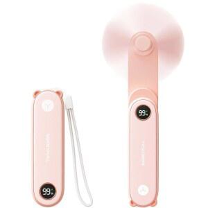 LED 디스플레이가 있는 스위트풀 휴대용 미니 선풍기, 3-in-1 개인용 접이식 USB 충전식 선풍기 및 여행용 손전등, 속눈썹 속눈썹, 여성용 귀여운 작은 포켓, 여아용