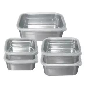 올품락 포스코 STS304 열고닫기 편리한 이지씰 스텐밀폐용기 반찬통 5종세트