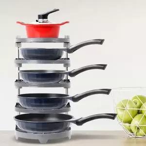 냄비 정리대 다용도 주방 높이 후라이팬 정리대 조절 선반 수납 스텐레스 스탠드형 파이프 받침대 싱크대