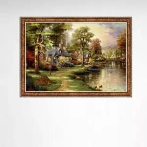 puzzle 1000피스 직소퍼즐 강가의 마을 앤틱골드 액자세트