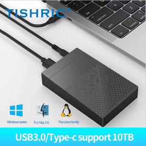 TISHRIC HDD 케이스 3.5 외장형 하드 드라이브 인클로저 SSD SATA To USB 3.0 3.1/Type C 디스크 박스(게임