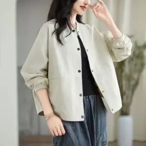 엘럽 여성 가을 파스텔 숏코트 긴팔 가디건 코디 야구넥 원템3