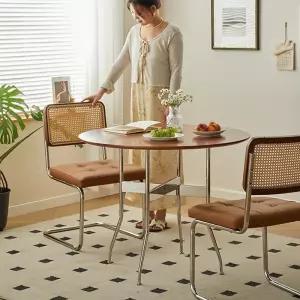 원형 둥근 발코니 테이블 우드 거실 무광 마감 카페