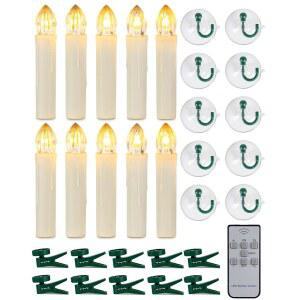 홈모리 10개의 PCS LED 창문 양초(리모티브 타이머 포함), 배터리로 작동하는 무염 테이퍼 크리스마스 양초(클립/흡입 컵 포함), 깜박이는 따뜻한 흰색 조명, 다이아 0.7인치 x H 4인치)