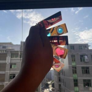 애니메이션 원피스 키체인 아크릴 루피 조로 상지 반짝이는 눈 직사각형 양면 패턴 백팩 크리스마스 선물