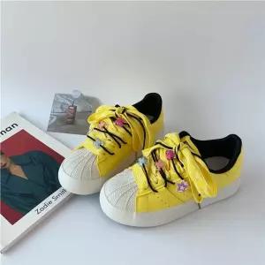 슬송렉샵 여친 옐로우 가을 키작녀 캔버스화 보드화 조개껍데기 슬립온 앵글슈즈 꾹3