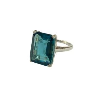 트링킷 젬스 주얼리 런던 블루 토파즈 솔리테르 반지 여성 925 스털링 실버 내추럴 젬스톤 탄생석 12캐럿 에메랄드 쉐이프 12X14 MM