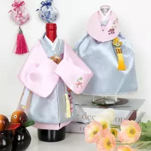 인테리어 한복 미니어처 꽃선비 세트 와인 술병커버