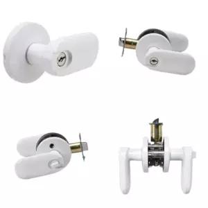 방문 열쇠있는 문고리 귀여운 화이트 레버형 손잡이 침실용 도어록 고급진 예쁜