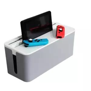 컴퓨터 콘센트 정리함 먼지방지 멀티탭 케이블박스 대 그레이 40x13x15cm 깔끔