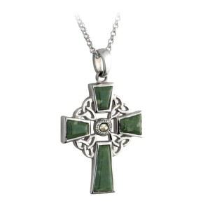 비디 머피 아이리시 셀틱 크로스 18인치 목걸이와 코네마라 마블 트리니티 매듭 가톨릭 925 스털링 실버 펜던트 아일랜드에서 직수입한 고급 보석