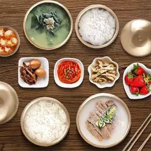 전통놋쇠식기 1인 반상세트 밥그릇 국그릇 접시 한식기 예단용품 가정용 식탁용품