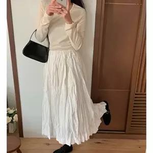 [옷자락]여성 플레어 여리여리 봄 면 밴딩 롱스커트