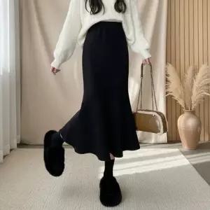 [옷자락]여성 페미닌 데일리 니트 머메이드 스커트