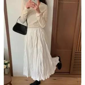 [옷자락]여성 플레어 여리여리 봄 면 밴딩 롱스커트