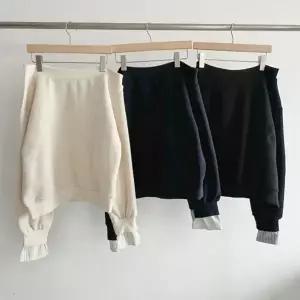 [옷자락]여성 원숄더 맨투맨 여리핏 스트라이프 셔츠 레이어드 티셔츠