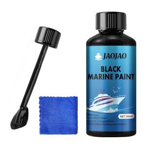 JAOJAO 보트 바닥 페인트, 마린 터치업 페인트 블랙 강력 접착 상단면 해양 스크래치 수리, 목재 유리 알루미늄 금속, 2.2온스