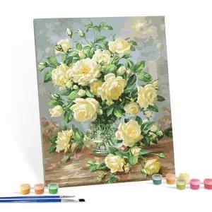 DIY 페인팅 캔버스 명화 그림 그리기 노란꽃 화병 40X