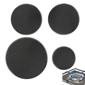 TWZKXC 4개 가스레인지 버너 캡 세트, 금속 쿠커 모자 교체 키트, SABAF 스토브와 호환, 오븐 커버, 블랙 플랫 3 93인치 x 1, 2 95인치 2, 17인치