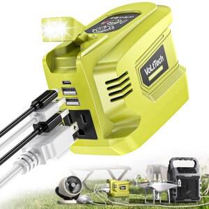 Ryobi 18V 배터리 18V~110V~120V 휴대용 스마트폰 충전기(USB 충전기 어댑터 포함) USB 포트 2개 타입-C AC 콘센트 1개(배터리 없음)와 호환 VoLtech 리얼 200W 파워 인버터