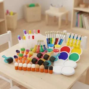 캐스B 미술놀이 도구세트 유아붓 브러쉬 스포이드 패턴롤러 스탬프 잉크패드 유아 찍기놀이