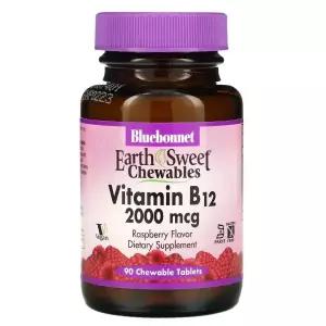 블루보넷 EarthSweet 츄러블 비타민 Vitamin B12 라즈베리 Raspberry 2000mcg 90 정