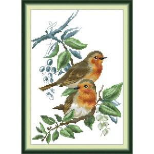 SouLG 호환ift 뉴스 프리프린트 크로스 스티치 키트 DMC 실이 포함된 스탬프 아이다 원단 자수 - 두 마리의