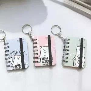 곰인형 미니 휴대용 노트 메모 열쇠고리