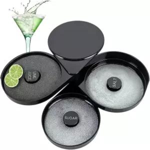 DUPDMKIN 마가리타 소금 리머 세트 라임 주스 설탕을 위한 별도의 트레이가 있는 칵테일용 3단 바 유리