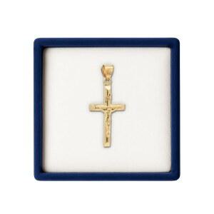 여성 남성 크로스+크라운 프리미엄 14K 골드 십자가 변색을 방지하는 내구성 있는 이중 결합 옐로우 주얼리 박스가 정품 펜던트 미국에서 수작업으로 제작됨