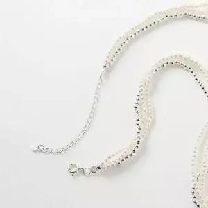 [셀러에이드]진주 중첩 목걸이 백금도금 은목걸이 레이어드 체인