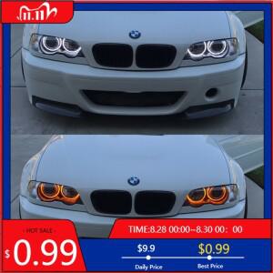 핫앰버 화이트 LED 코튼 엔젤 아이 링 DRL 라이트 BMW 호환 3 시리즈 E46 316i 320d 323i 325x 인테리어 스