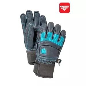 헤스트라 스키 보드 방한 가죽 장갑 레더 폴 라인 네이비 터콰이즈