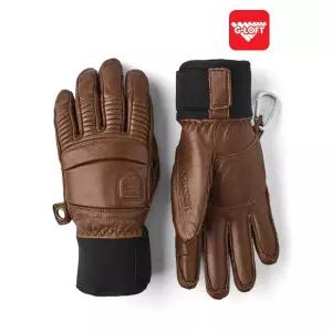 헤스트라 스키 보드 방한 가죽 장갑 레더 폴 라인 브라운