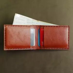 [콩심팥심]슬림 가죽 소형 지폐 수납 지갑 브라운 컬러 컴팩트 지갑