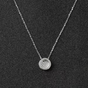 [골드스마일]실버 원형 펜던트 여성용 큐빅 장식 백금 도금 목걸이