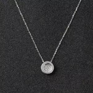 실버 원형 펜던트 여성용 큐빅 장식 백금 도금 목걸이