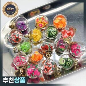 10pcs 16mm 다채로운 폴리머 클레이 투명 공 유리 매력 펜던트 헤어  찾기 보석 귀걸이