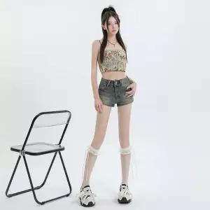 손오공 청 여성 하이웨스트 반바지 A라인에 입기 트렌드 스키니 청반바지 핫팬츠 데일리룩 KUK1