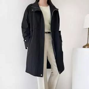 [다잇템] 여자 봄아우터 나일론 롱 바일론 사파리 폴라넥 점퍼_24492605_588872