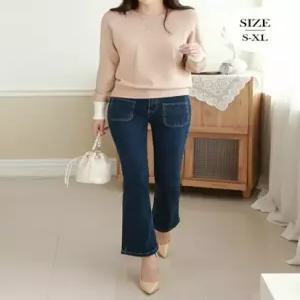 프럼 포켓 부츠컷 속밴딩 스판 데님 팬츠_S4564