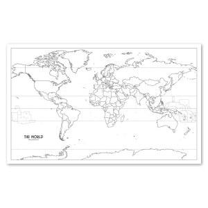 라미네이트 빈 세계 지도 개요 포스터 - 지구의 벽 차트 18