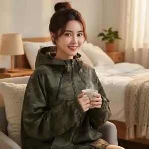 [옷자락]남자 여자 오버핏 카모 후드집업 점퍼_P417490437