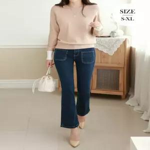 [하젤]프럼 포켓 부츠컷 속밴딩 스판 데님 팬츠_S4564