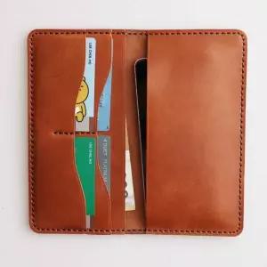 가죽 핸드폰 케이스 지갑 투톤 브라운 수제